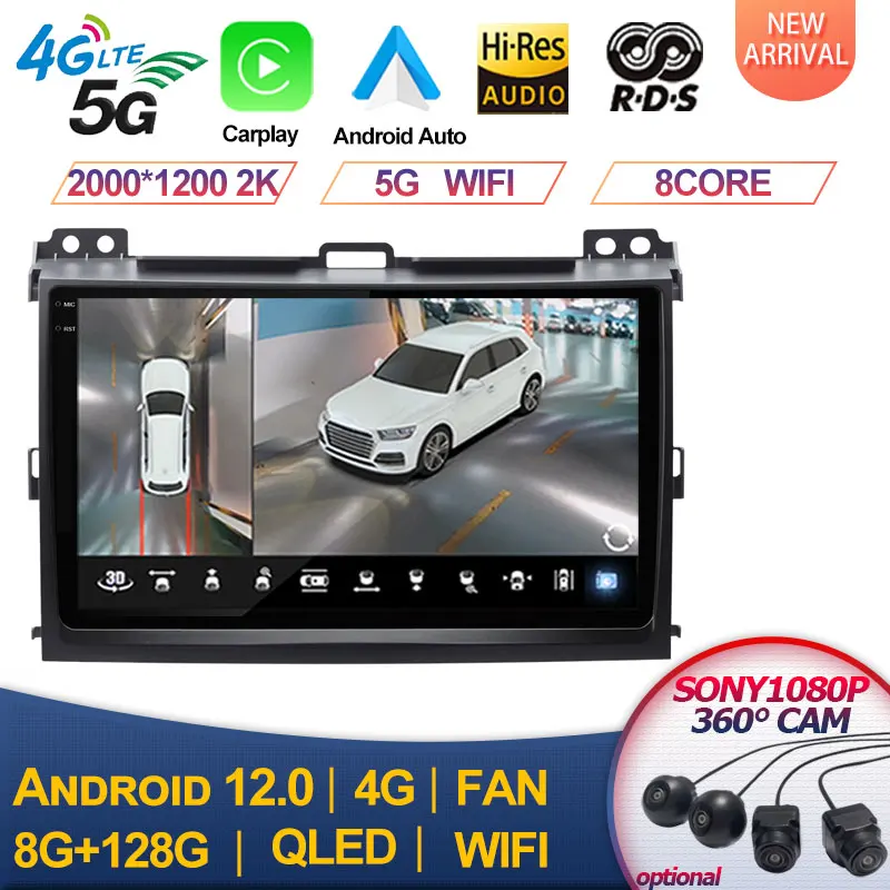 

For Toyota Land Cruiser Prado 120 Android 13 Car Multimedia Player Autoradio GPS Navigation Camera WIFI IPS Screen Stereo RDS