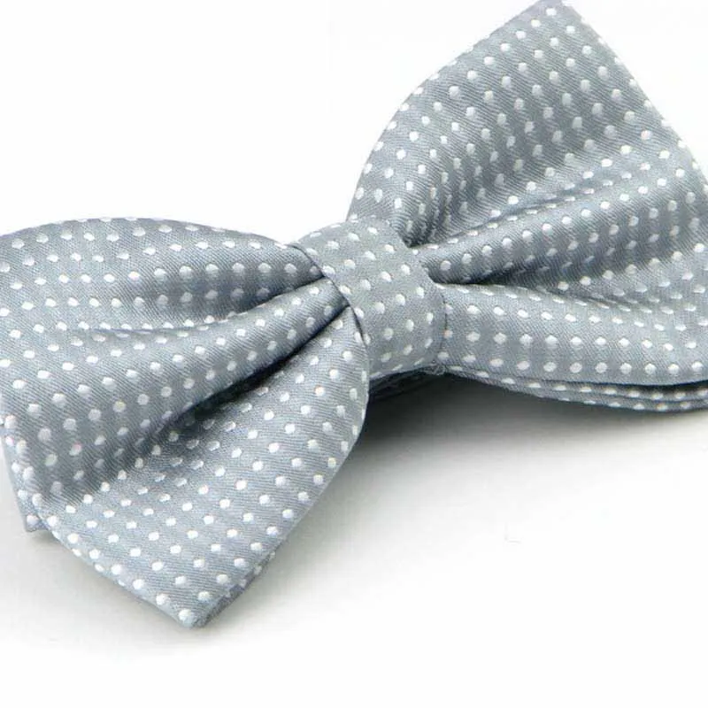 Bow Tie Silver Dot Polka Bowtie Mens Butterfly Bowknot Christmas Evening Wedding Women Clip-on Festive MJ26