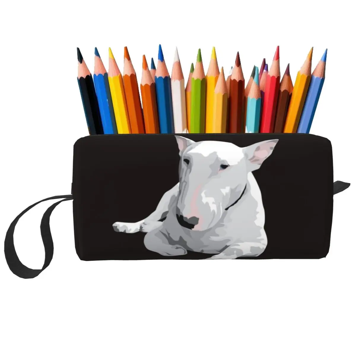 Estuche de lápices Bull Terrier inglés para niño y niña, caja de bolígrafos escolares, bolsa de lápices, suministros de papelería, bolsa organizadora de cosméticos para mujer