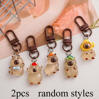 2pcs Mini capybara keychains, bag and backpack decorative pendants, fashionable car key accessories,random styles