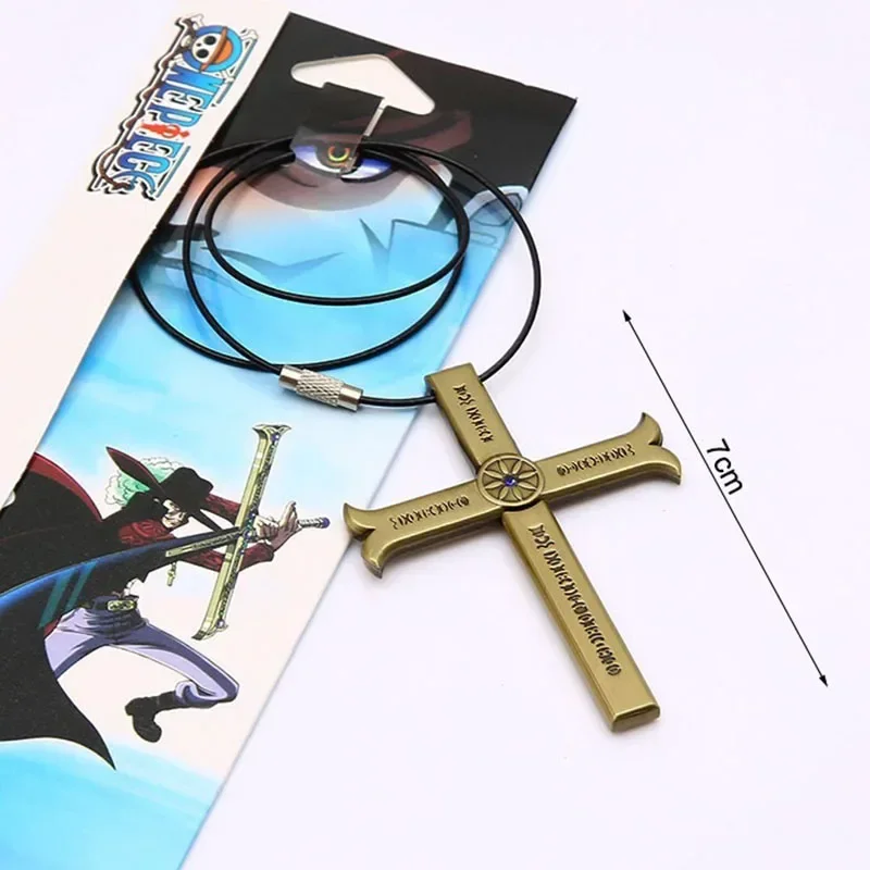 Anime One Piece Peripheral Necklace for Women Men Dracule Mihawk Cross Alloy Necklaces Men Holiday Gifts Kids Toys