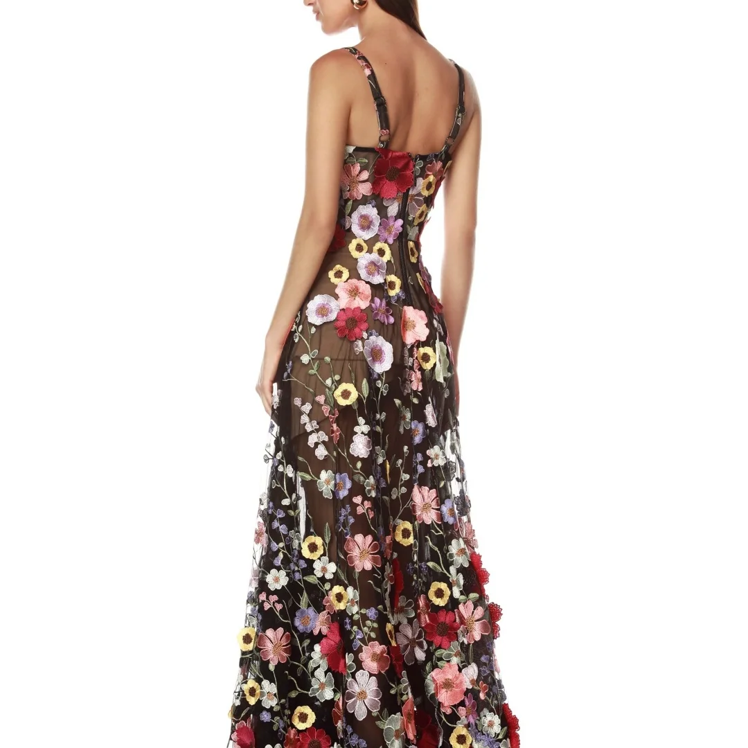 Amanda Aangepaste Applicaties Spaghetti Band Prom Dress Strapless vestidos de noche Backless Vloerlengte Formele Avond 2025