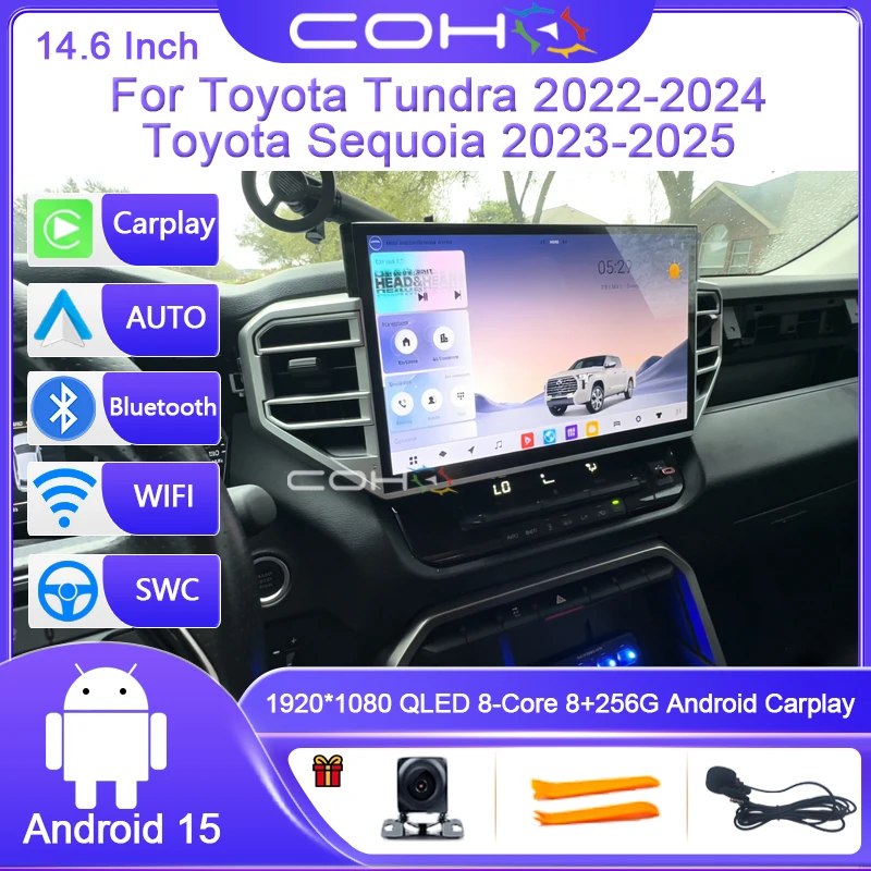 

14.6 Inch For Toyota Tundra 2022-2024 Toyota Sequoia 2023-2025 Car Multimedia Player Gps Radio Android15 Octa Core Carplay 4G