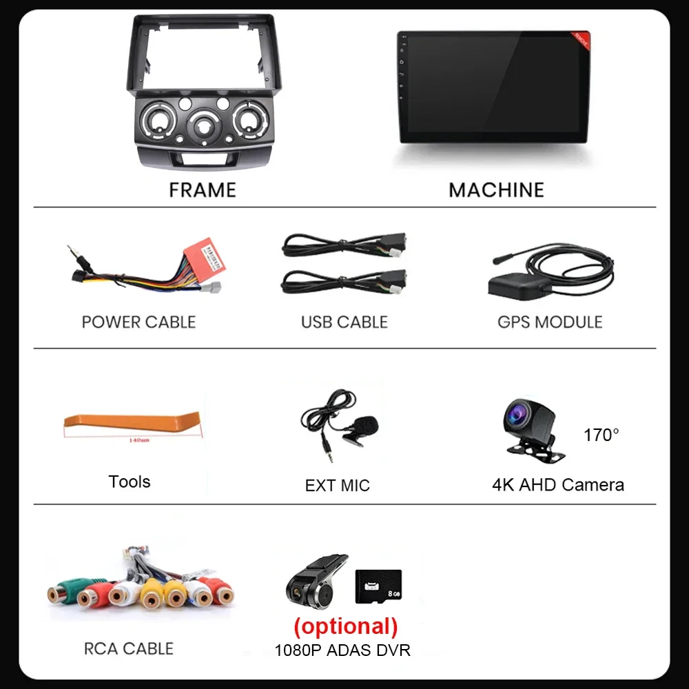 Estéreo do carro para ford everest ranger para mazda bt50 BT-50 2006-2011 2 din android tela de rádio multimídia player autoradio cabeça