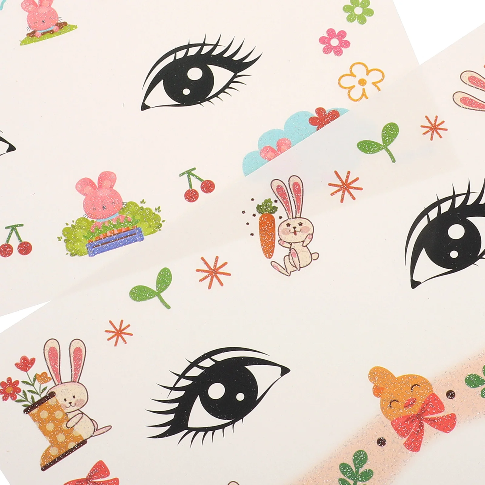 8Pcs Easter Bunny Face Stickers Glitter Temporary Tattoos Kids Easter Makeup Decorations Holiday Party Supplies
