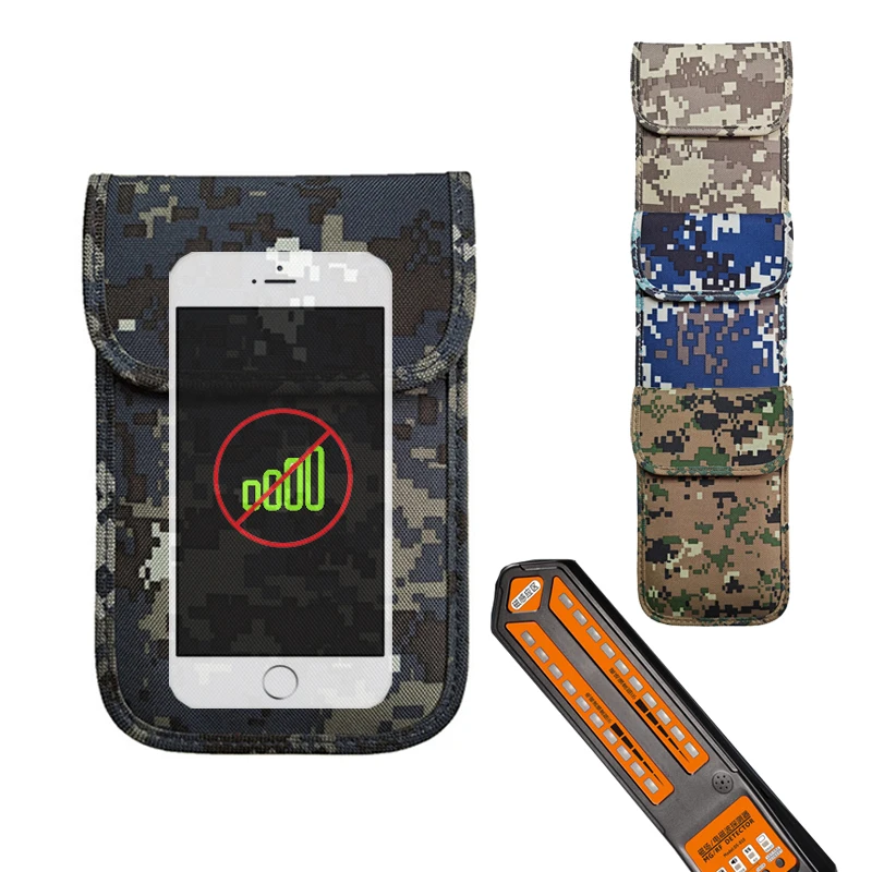 Tactical Anti-Theft Anti-Hacking Phone Bag Signal Shielding Pouch RFID Blocking Fabric EMF Shielding Camo Hunting Training Hasp