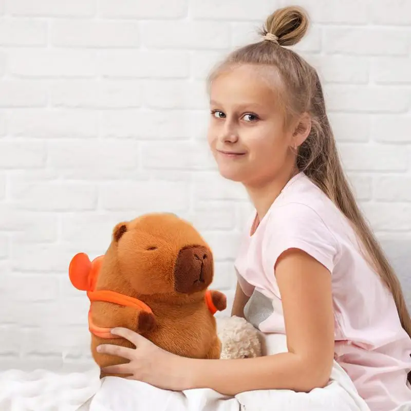 Capybara – oreiller décoratif en peluche, Animal en peluche, jouet mignon avec sac à dos amovible pour petite amie et maman