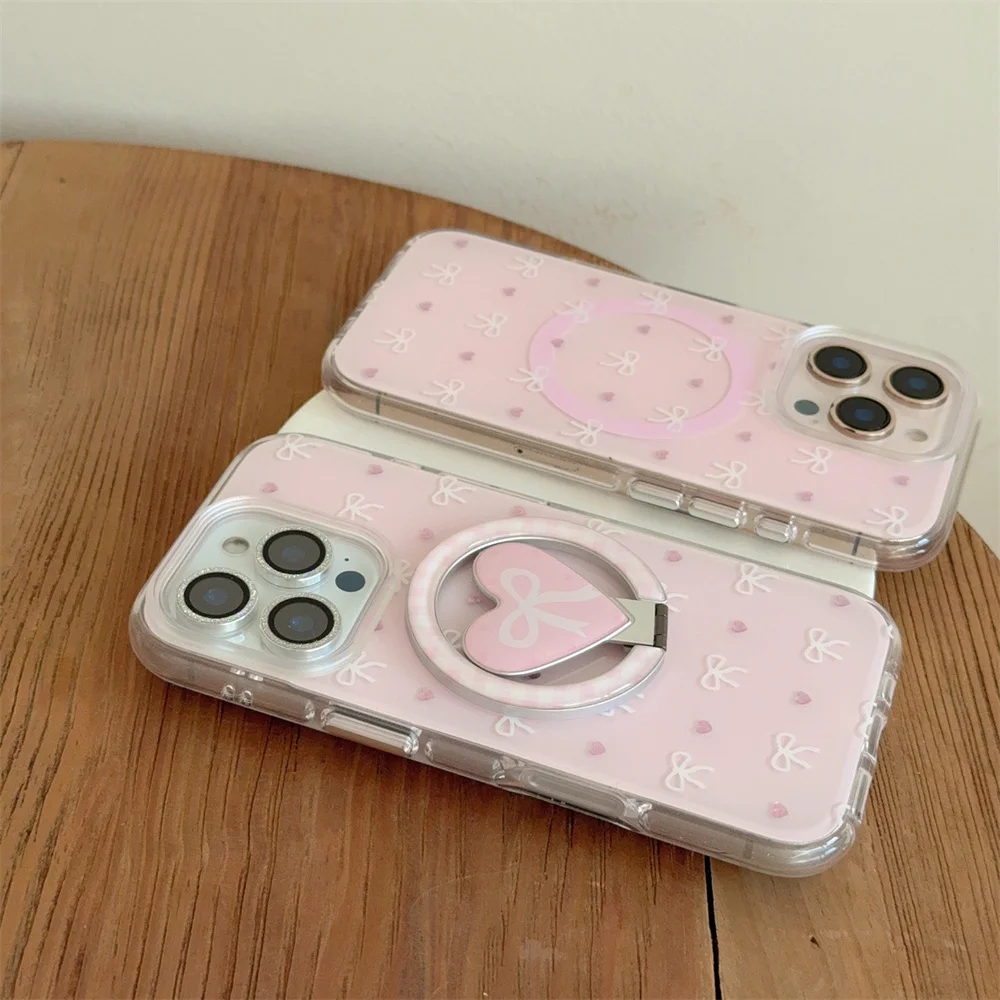 الكورية INS لطيف القوس المغناطيسي حامل جراب هاتف آيفون 13 14 15 16 17 برو ماكس غطاء جميل المضادة للسقوط واقية ل Magsafe Co #3