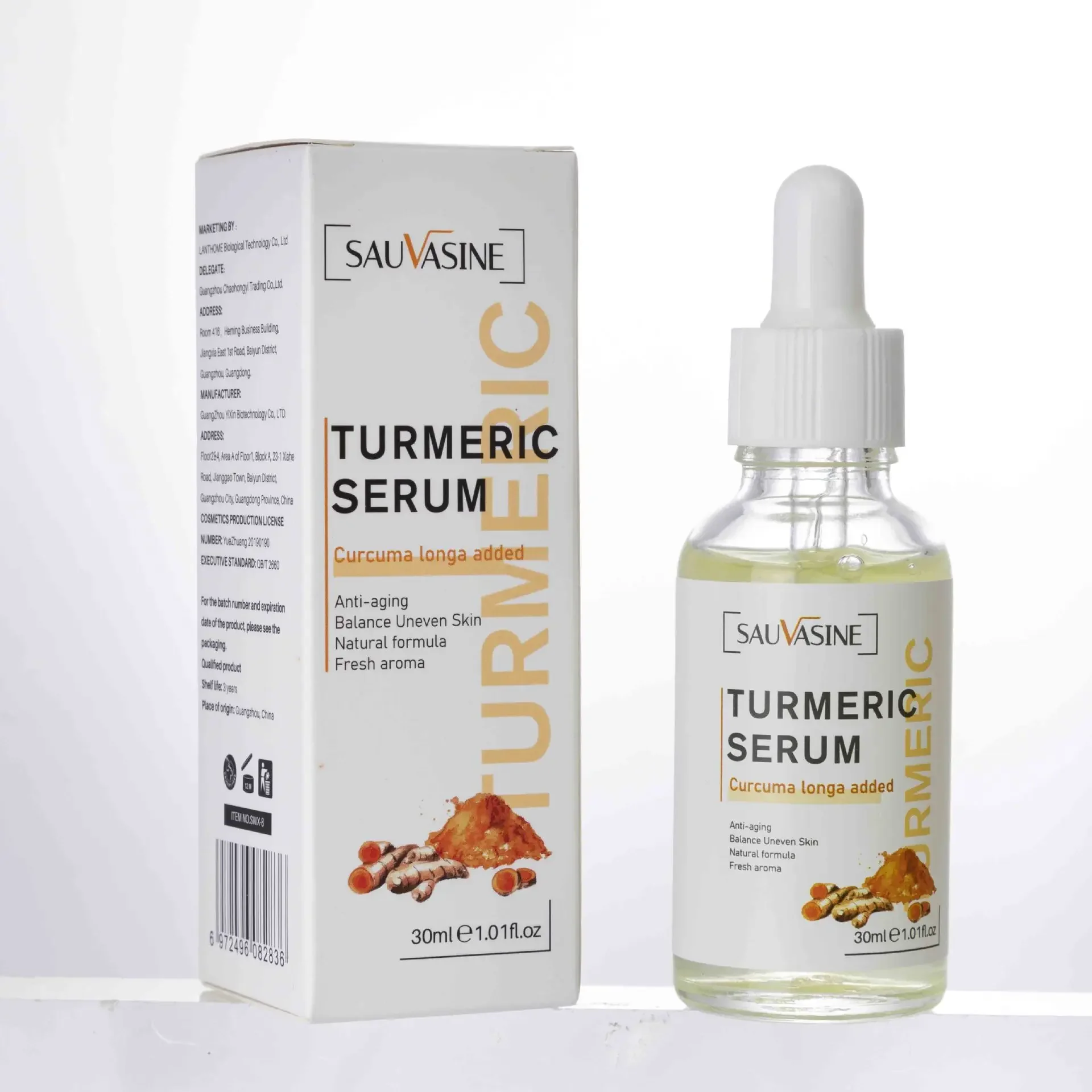 Kurkuma Face Essence Reparatie huidbeschadiging en vermindert fijne lijntjes, whitening en hydraterende huidverzorging, 30 ml