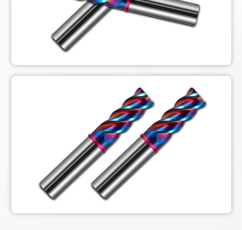 AZZKOR 4F Schaftfräser mit Farbring, blauer Nano-Beschichtung, Wolframstahl-Hartmetall, Rundfräser für CNC-Maschinen, TGP-HRC70 – Detail 18