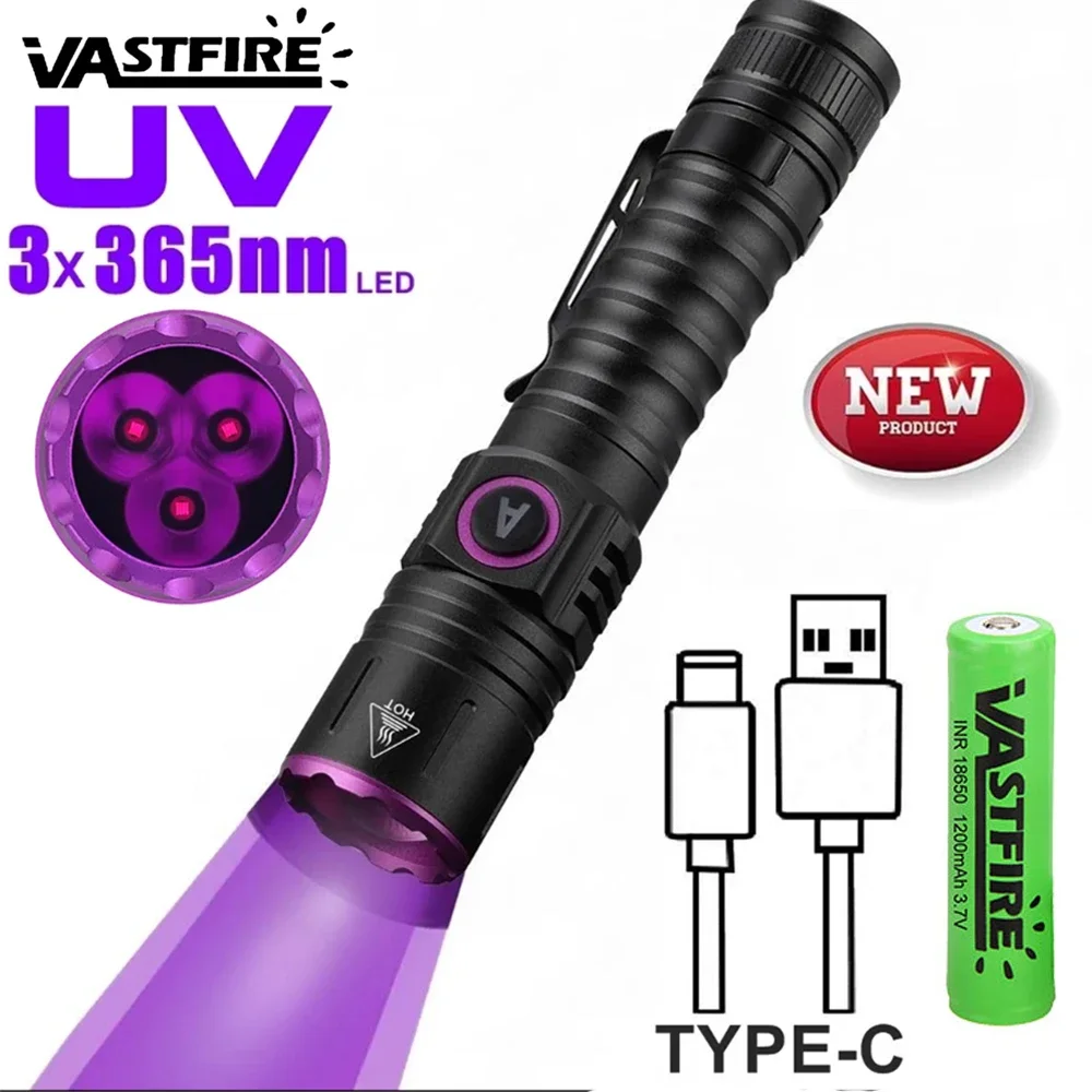 15W UV 365nm Torch High power Blacklight Flashlight Invisible Ink Marker Cat Dog Urine Tinea Money Scorpion Fluorescence Light