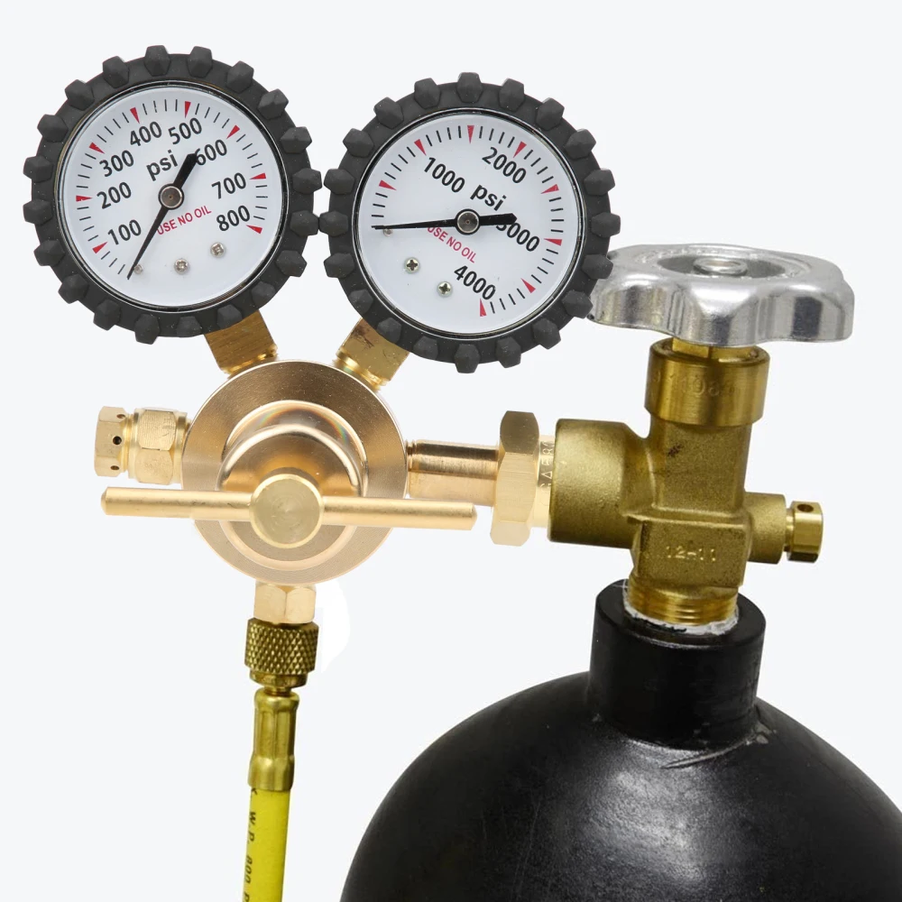 Nitrogen Regulator Gauge Pressure Equipment Brass CGA580 Inlet Connection Gauges 0-600PSI CGA580 Inlet 1/4 inch Flare Output