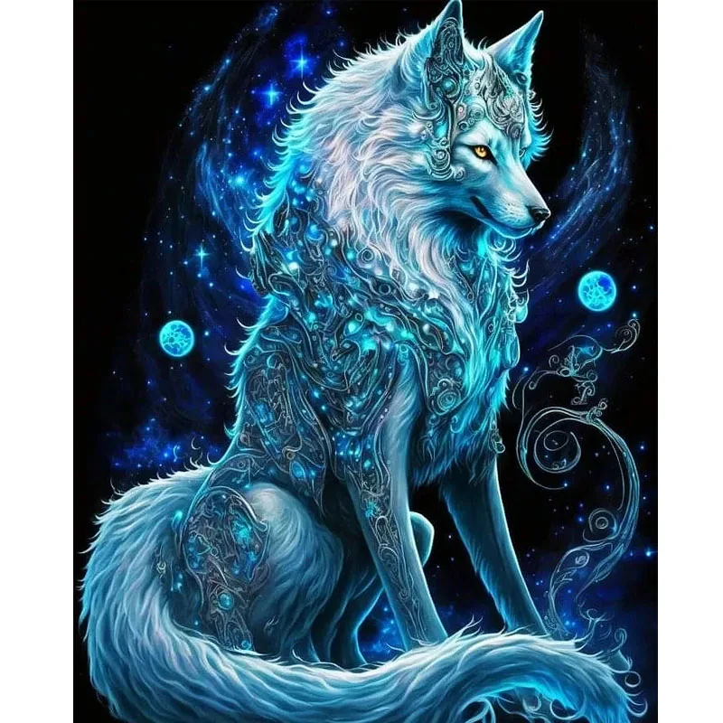 

Sunature 5D Full AB Square Round Drills Wolf Diamond Painting Poured Glue Canvas