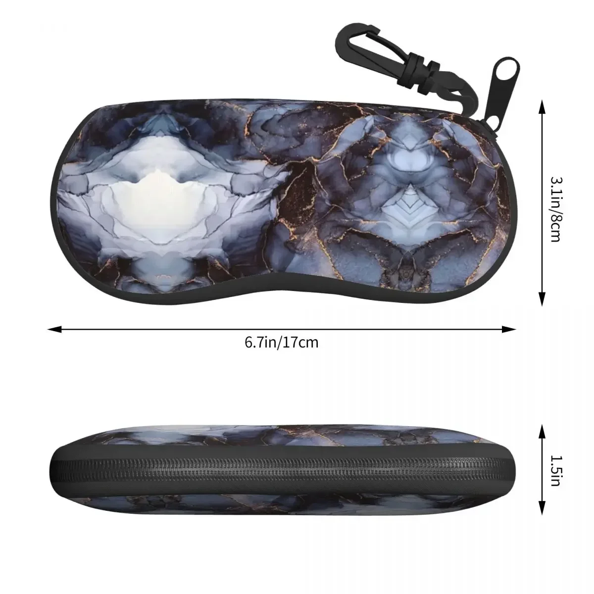 Luxurious Black And Grey Agate  With Gold Texture Eyeglass Glasses Case Women Men Soft Sunglasses Protective Box