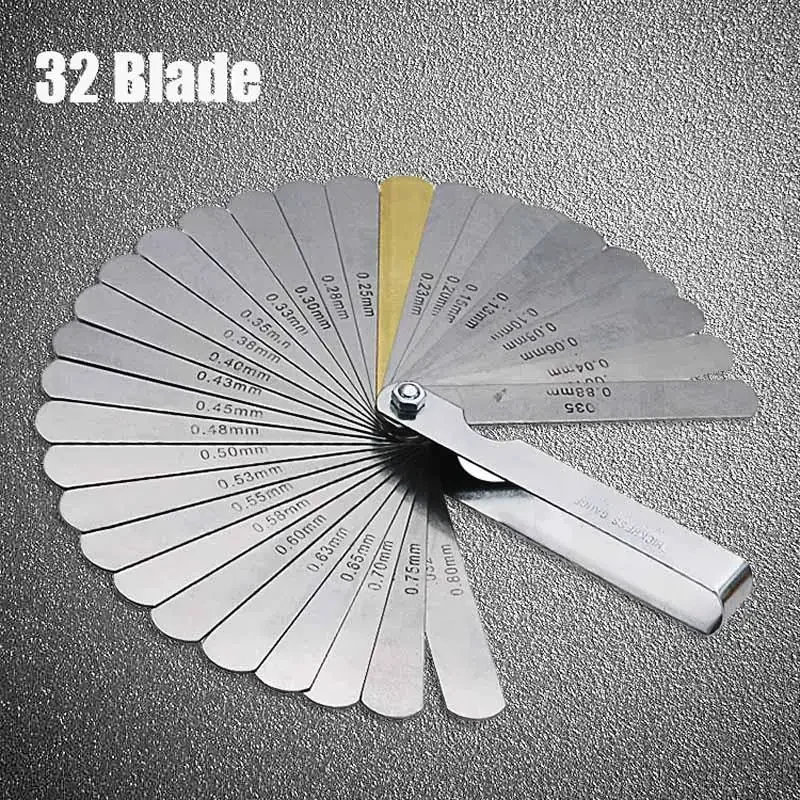 Feeler Gauge Metric 32 Blades Gap Filler 0.04-0.88mm Thickness Gage Tool for Motorcycle Motorbike Valve Measurement Repair