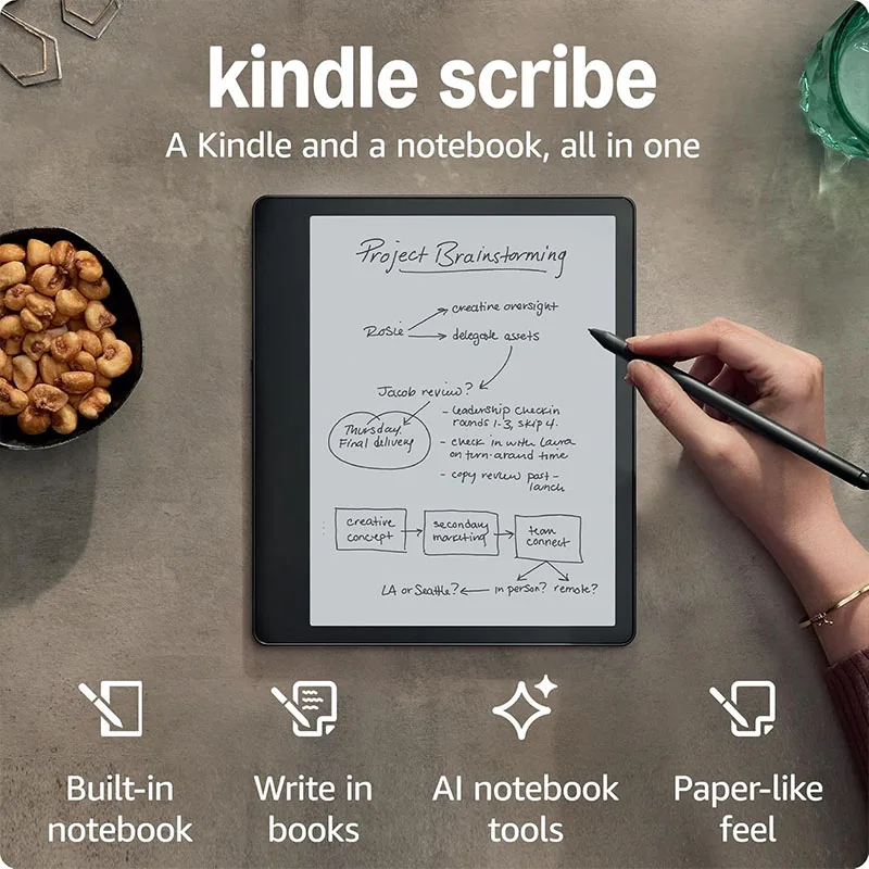 Amazon Kindle Scribe الجيل الأول 2022 إصدار 16G 300 ppi شاشة Paperwhite تحويل الملاحظات إلى النص والمشاركة مع القلم المميز