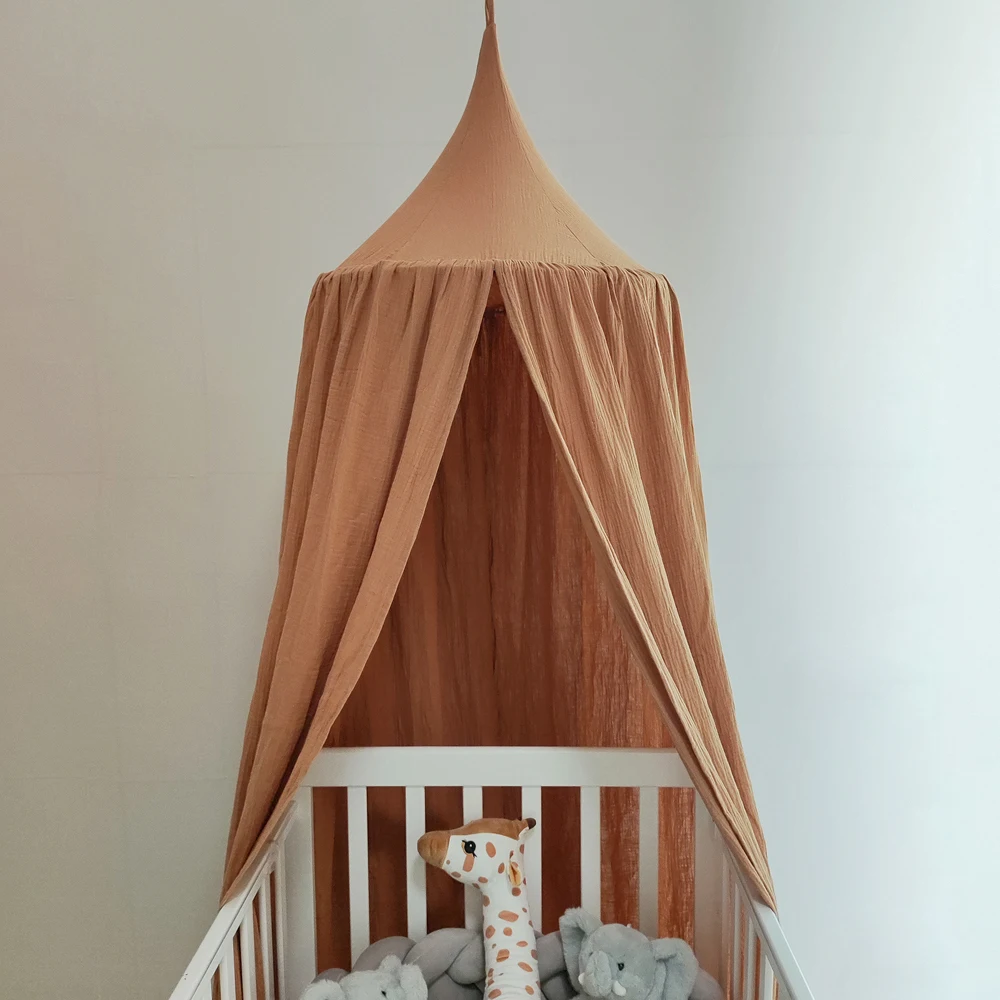 Certificated Premium Muslin 100% Cotton Hanging Canopy Tent Bed Baldachin for Baby Nursery Kids Room