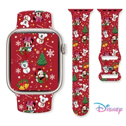 Disney Christmas Mich Printed Strap for Apple Watch 10 9 8 7 6 Silicone Band Replaceable Bracelet for iWatch 46mm 45mm 42mm 41mm