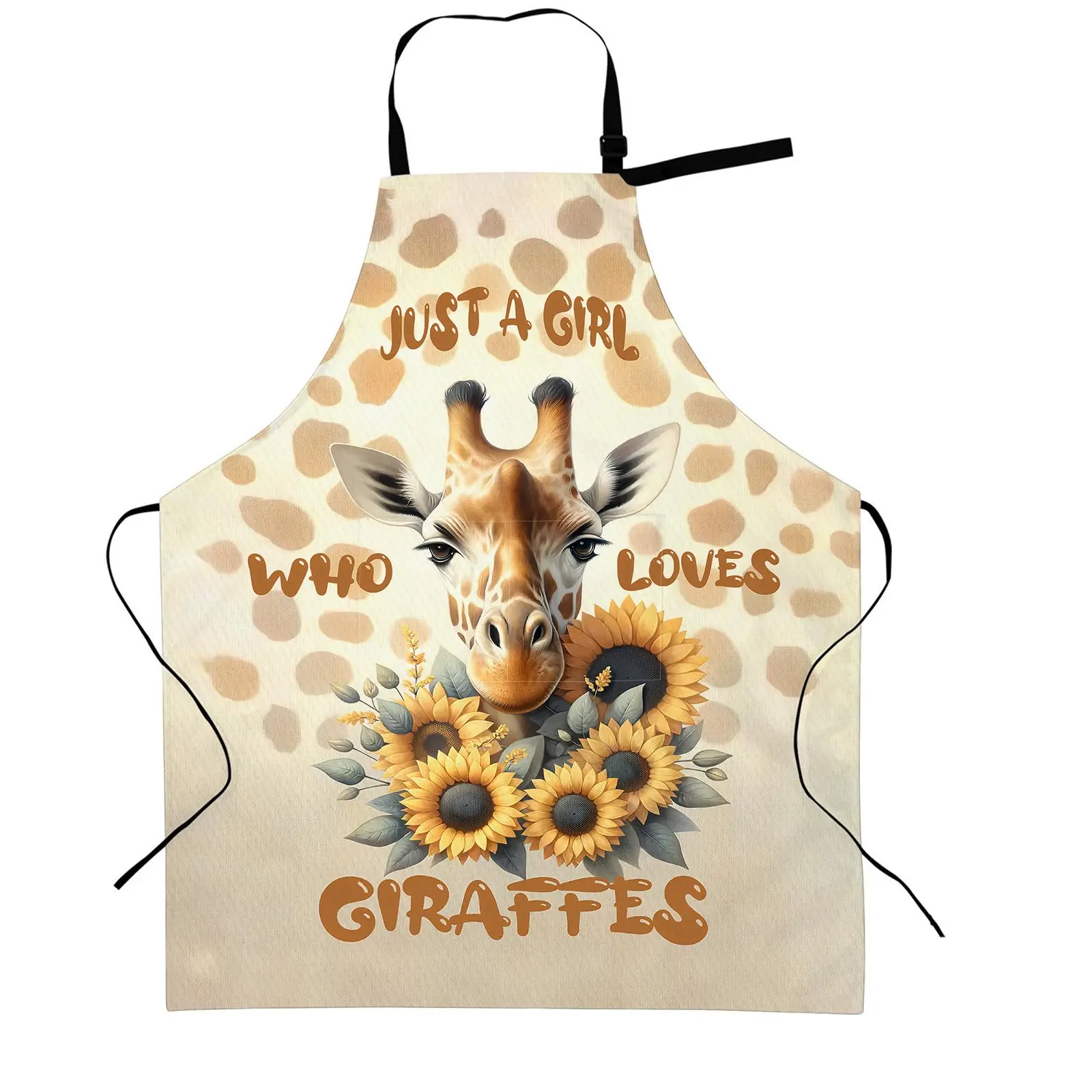 

Cute Giraffe Apron with Adjustable Neck Strap,Just a Girl Who Loves Giraffes Kitchen Aprons Women Oxford Fabric