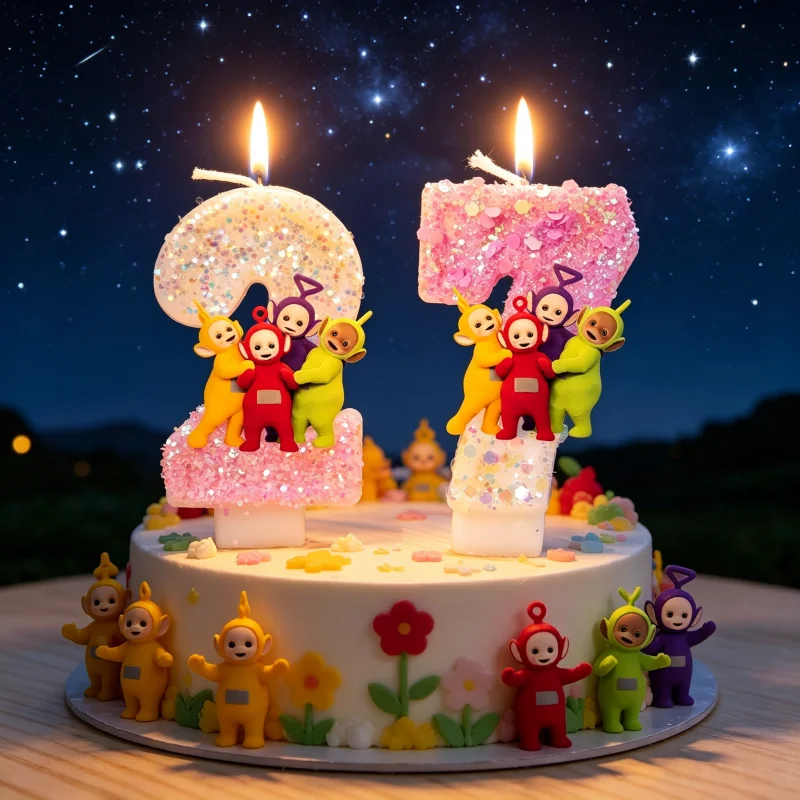 Kawaii Teletubbies Figure Cake Candle Infant Birthday Party Decor Supplies  Dessert Table Ornament