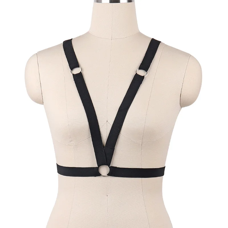 

Women Body Elastic Hollow Harness Bra Punk Bondage Sexy Lingerie Gothic Crop Top Suspender Body Cage Bra Harness Belt