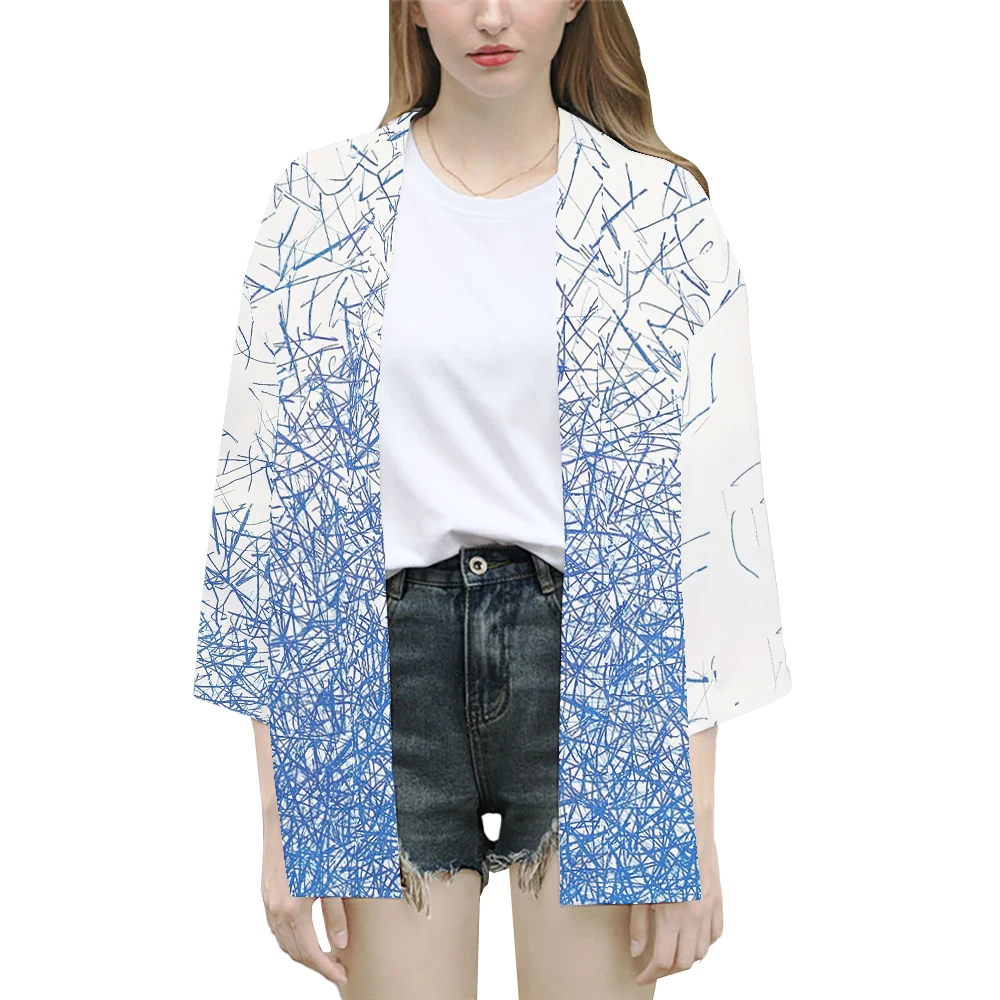 Kimono Motif Geometris Gaya Jepang Yukata Pantai Cosplay Cardigan Kemeja Wanita Pria Haori Jubah Tradisional Streetwear Atasan