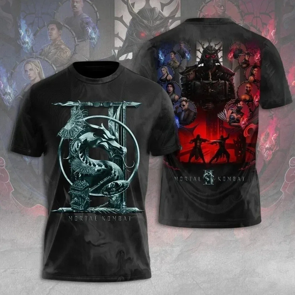 Mortal Kombat 2 Movie Version 2026 T-shirt Full Screen Printed Black, Men's Printed Pattern Casual Top Men's Short Sleeve