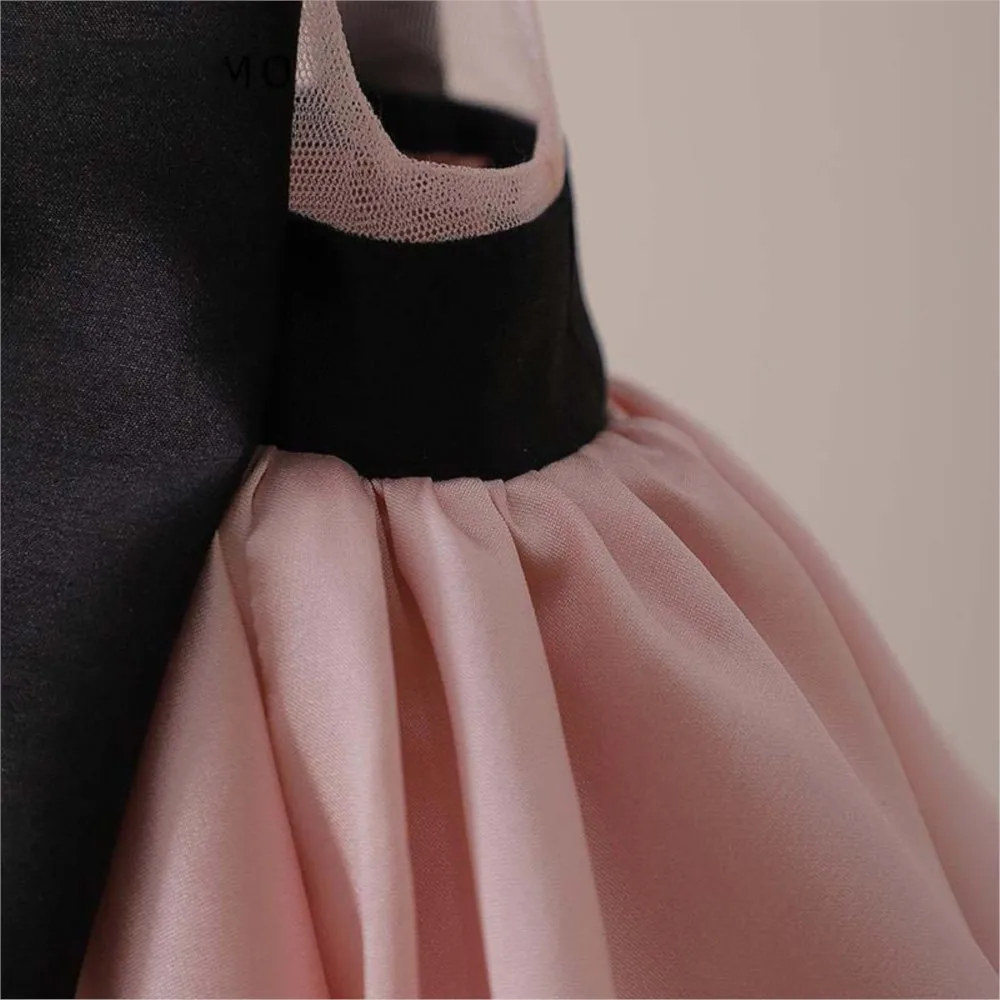 Vestido macio longo com arco para crianças, Vestido de princesa com cauda rosa, Vestes para meninas, Princesse