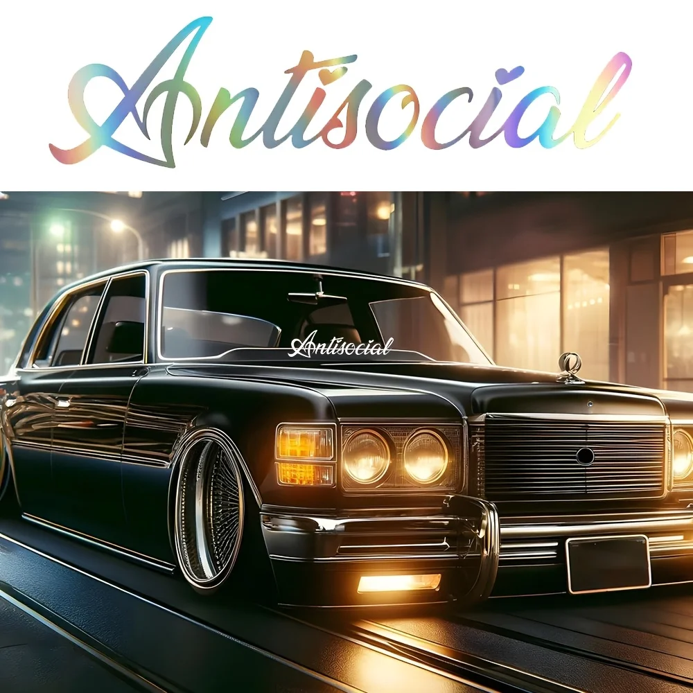 Cute Love Antisocial Vinyl Decal Banner Girl Car Windshield Banner Sticker Reflective Waterproof and Fade-resistant