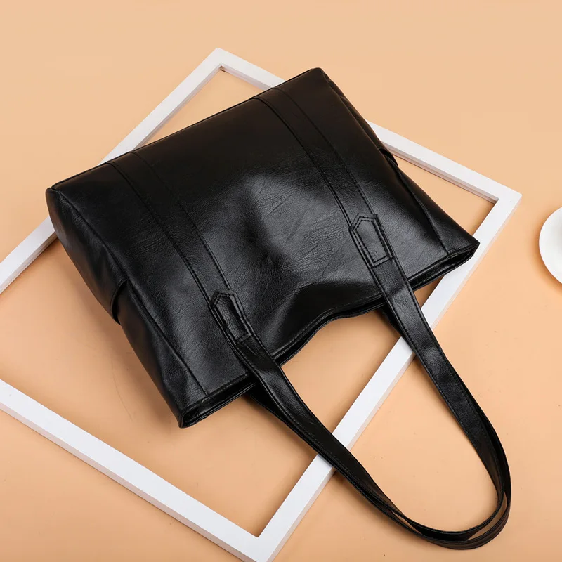 Large bag for women 2024 new Korean style versatile simple large capacity tote bag shoulder handbag thickeneded soft leather bag