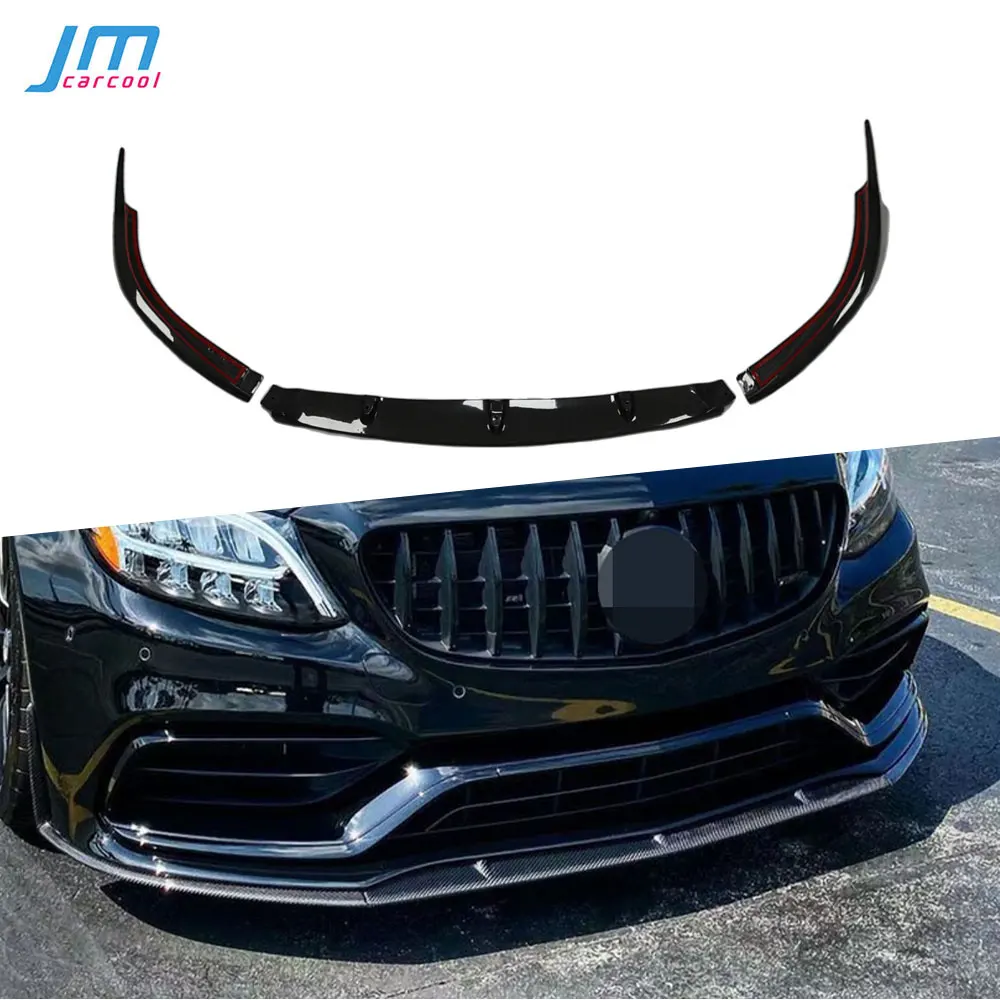 

Carbon Fiber Front Bumper Lip Spoiler Chin Body Kits For Benz C Class W205 C63 AMG 2015-2020 FRP Car Protector Accessories