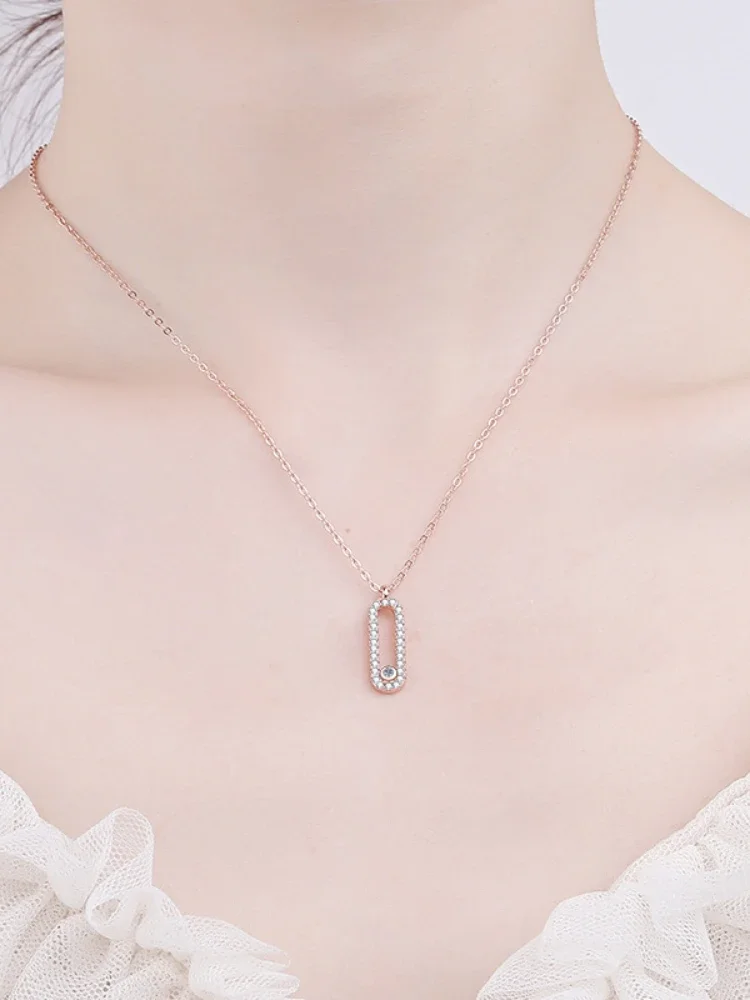 MoisaLuxe Official Store GRA Moissanite Plata Sterling 925 Silver Oval Row Diamond Pendant Necklace Jewelry For Women Fashion