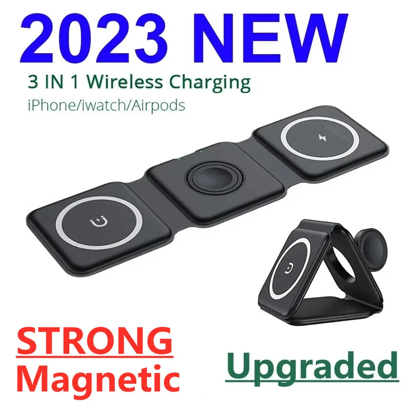 3 in 1 Foldable Magnetic Wireless Charger Pad For iPhone 14 13 12 Pro Max Airpods Pro iWatch 8 Mini Wireless Charging Dock Stand