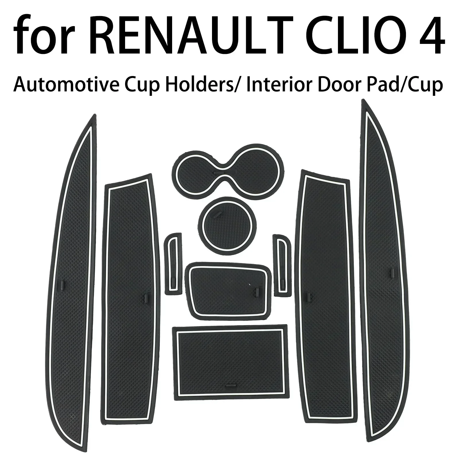 10 Pcs/set Anti-Slip Gate Slot Cup Mat Door Groove Non-Slip Pad Coaster Mats For-Clio 4 Interior Car-styling Replacement