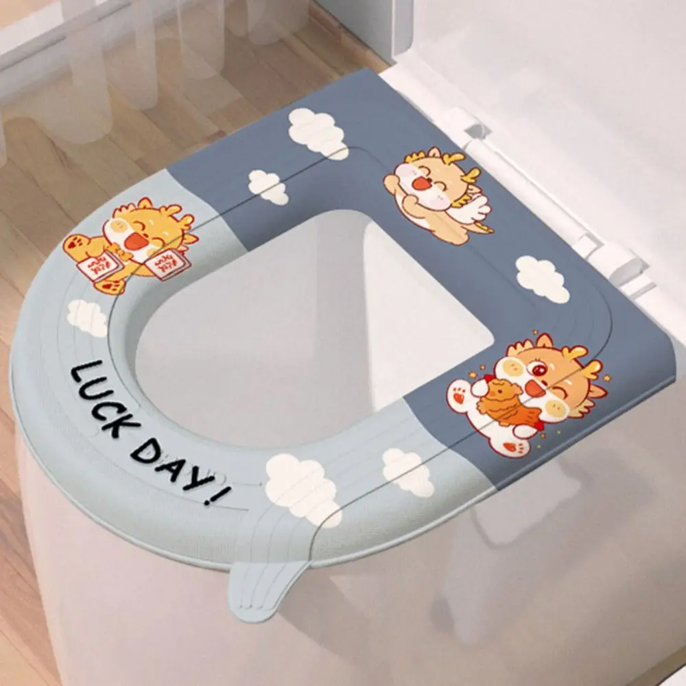 

Универсальный чехол на сиденье для унитаза из ЭВА с ручкой, водонепроницаемый толстый коврик для унитаза, мультяшный коврик для туалета, коврик для ванной комнаты
