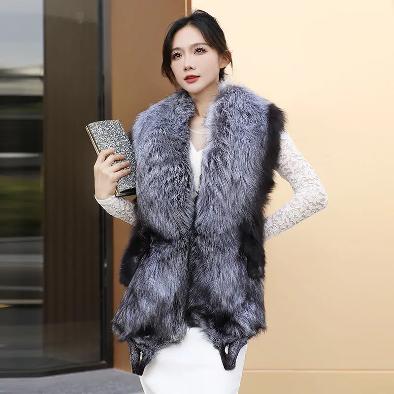 Natural Fur Scarf Korean Style Atmosphere Really Fox Fur Shawl Cape Coat Winter Women\'s Tight Outer Wear Cloak Cold-Proof Noble