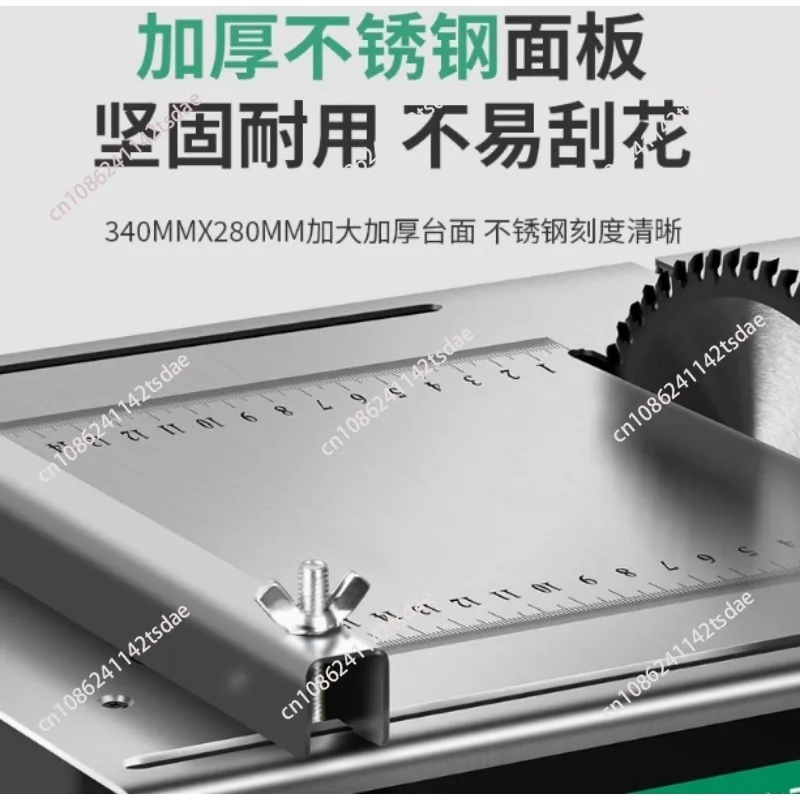 Woodworking Decoration Table Saw Upgraded Stainless Steel Table Top with Angle Ruler and Adjustable Backing