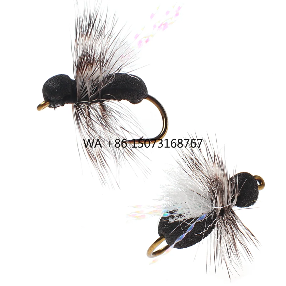 vente-en-gros-10-grizzly-hackle-noir-mousse-fourmi-mouche-flottant-mouche-seche-para-poteau-aile-artificielle-insecte-appat-truite-perche-leurre-de-peche