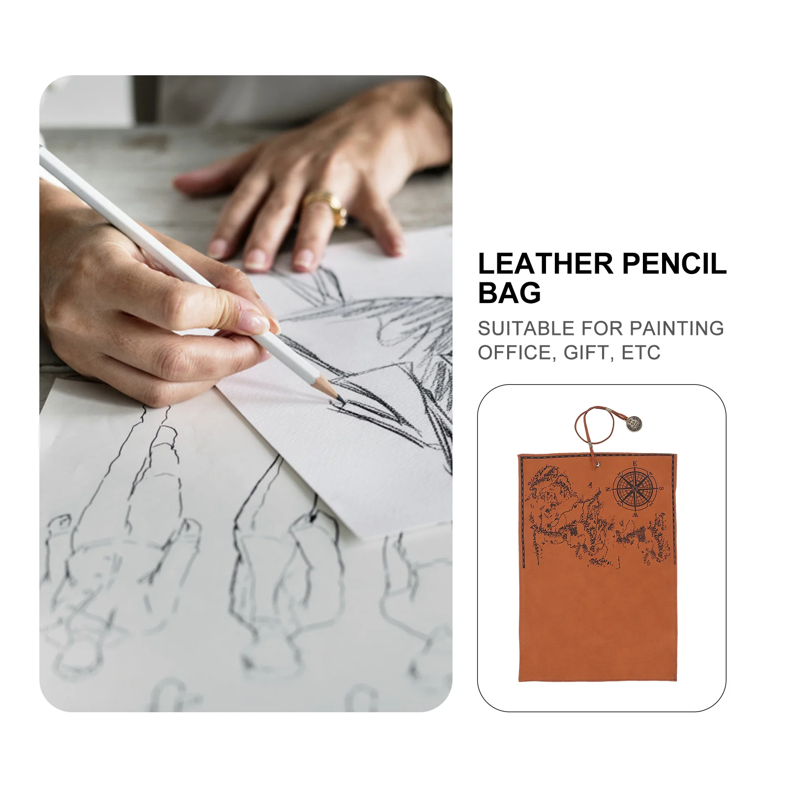 

Roll Up Pen Bag Vintage Map Pencil Case Smooth Matte Cover Storage Pouch for Pens Pencils Cosmetics Organizers Retro