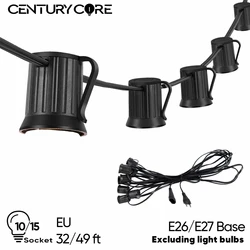 E27 Light Strand E26 Outdoor Light Cable String Light Wire 220V EU PLUG Wedding Stringer Sockets for Patio Decoration Light