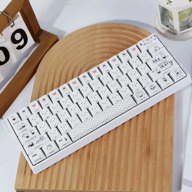 Cute Miffy Keycaps for Mechanical Keyboard PBT Dye-Sub Cherry Profile Side-Lit Translucent Cross Switch Comfortable TypingGaming