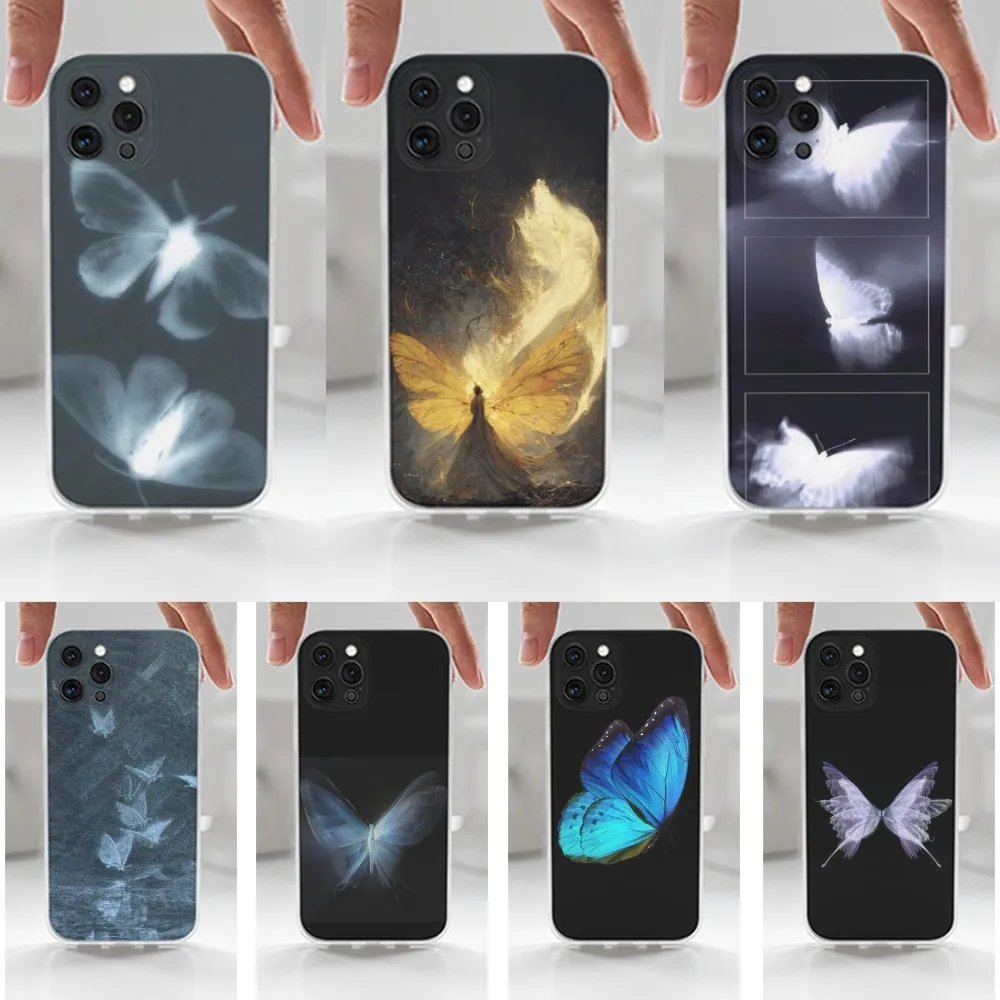 

Ins Retro Butterfly Phone Case For iPhone 16,15,14,13,12,11 Plus,Pro,Max,XR,XS,X,7,8 Plus,SE,Mini,Transparent,Silicone Case