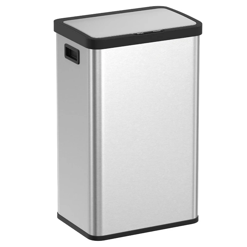 2025  Motion Sensor Trash Can  Soft Close, Stainless Steel, 15 Trash Bags Included, Metallic Silver ULTB630E68