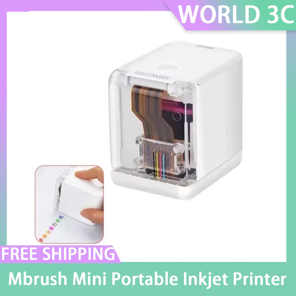 Mbrush Mini Portable Printer Color 12.7mm Multi-language System HD Handheld Inkjet Printer Cartridges Diy Tattoo Edible Custom