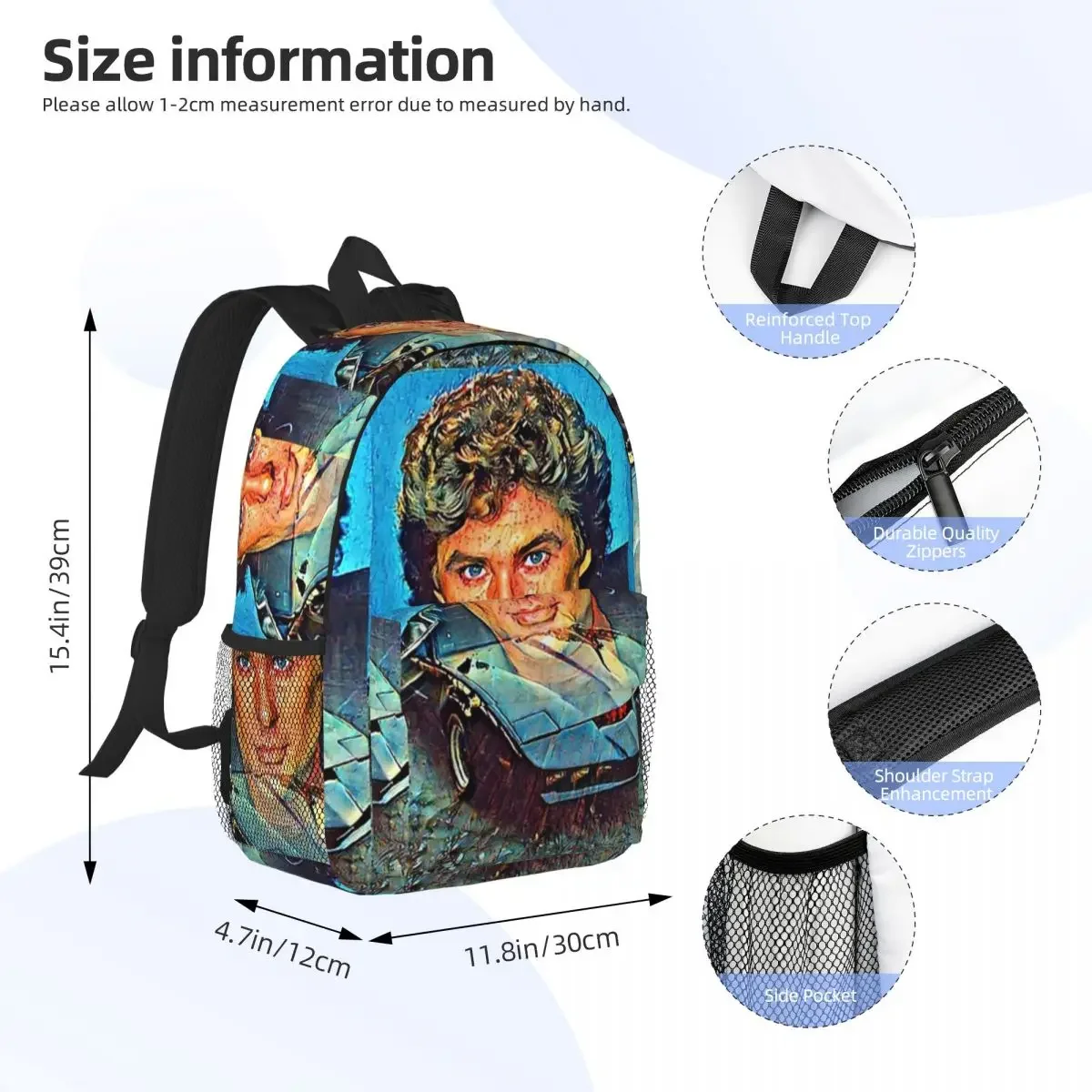 David Hasselhoff-mochila escolar de dibujos animados para niños y niñas, morral de viaje para estudiantes, bolso de hombro de gran capacidad