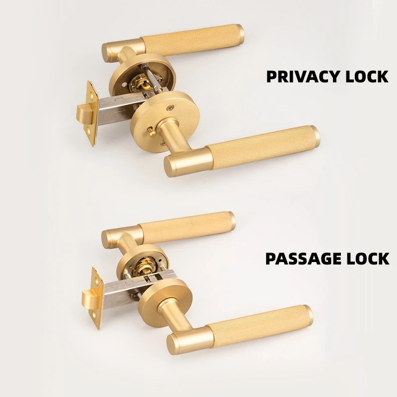 

Brass Door Lever Set Knurled Privacy Passage Dummy Thumbturn Lock Handle Set Knurled Hardware