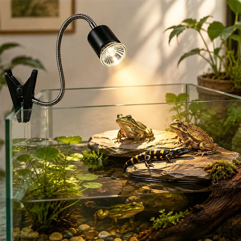 Reptilien-Wärmelampe, UVA-UVB-Licht, drehbare Wärmestrahlleuchte, simuliertes Sonnenlicht für Schildkröten und Echsen, dimmbare Heizlampe. ﻿ – Detail 6