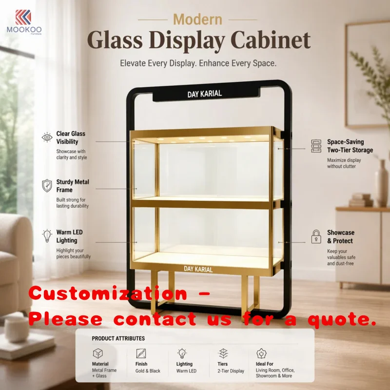 custom.MOOKOO Luxury Rotating LED Light Custom Metal Frame Jewelry Display Retail Boutique Shop