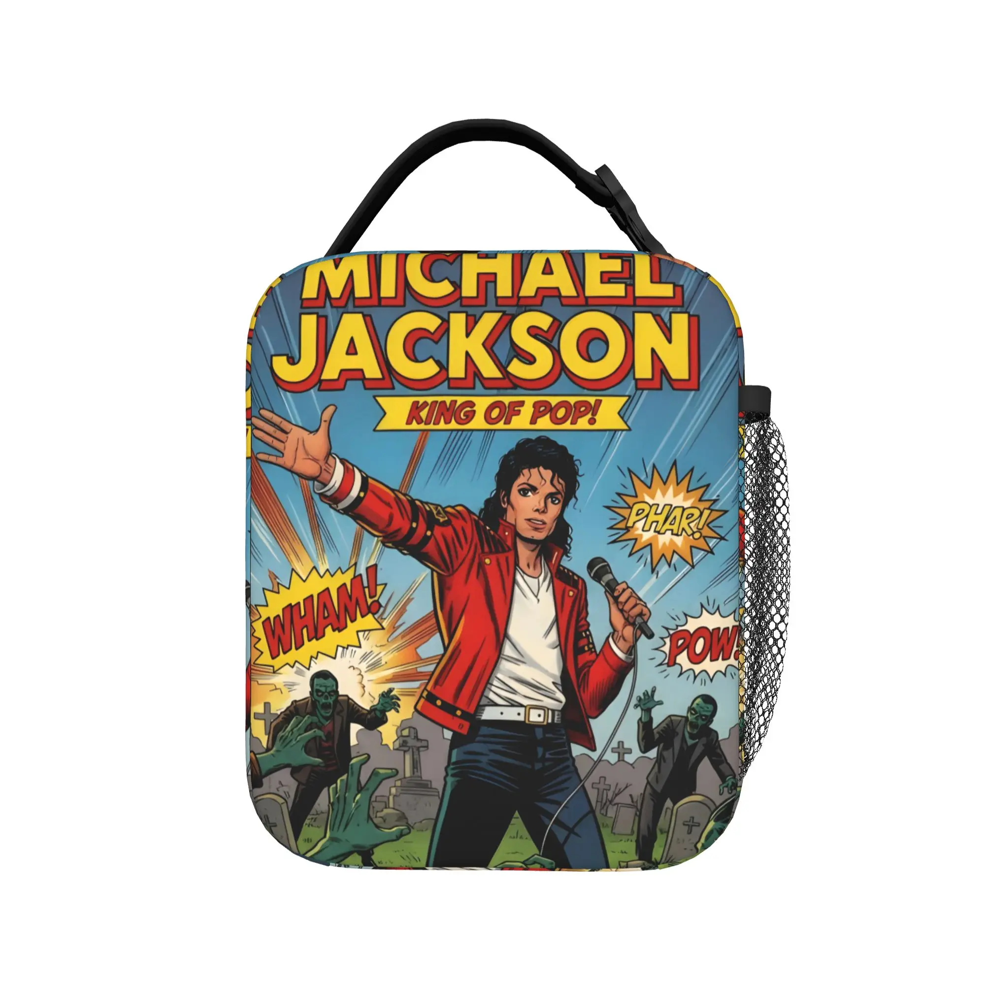 MJ king of pop COMIC STYLE Insulated Lunch Bags Cooler Bag Meal Container Portable Tote Lunch Box Men Women School  Picnic
