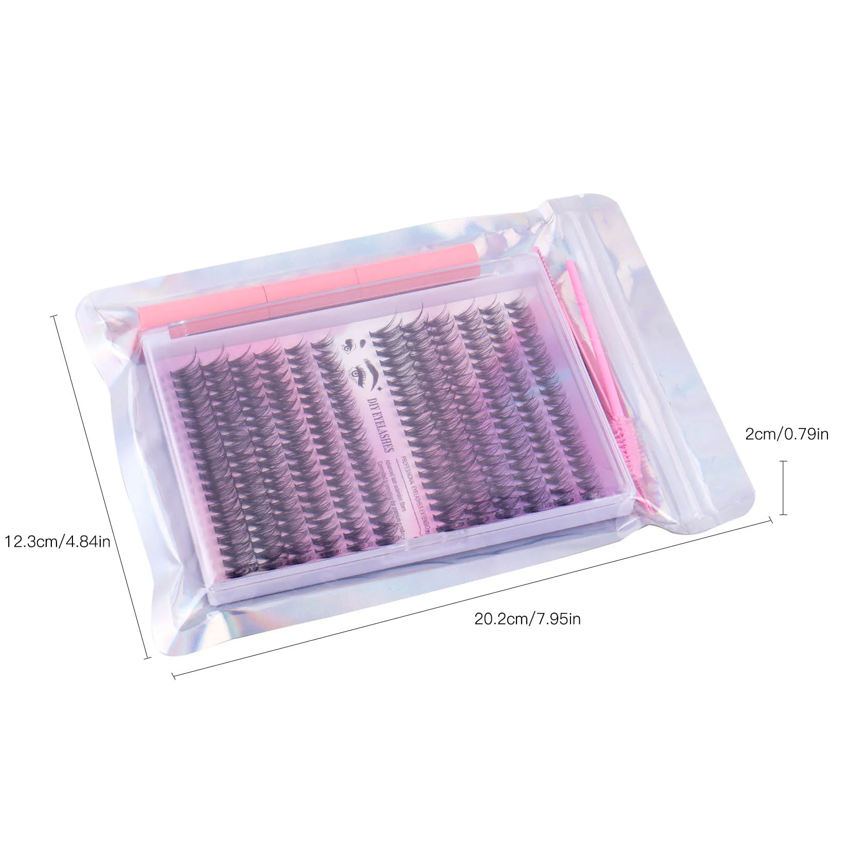 PRAECLARUS 12Rows(240PCS) DIY Cluster Eyelash Extension Set With Bond&Seal 30P mix 40P D Curl 9-16mm Mixed Lashes Extension Long